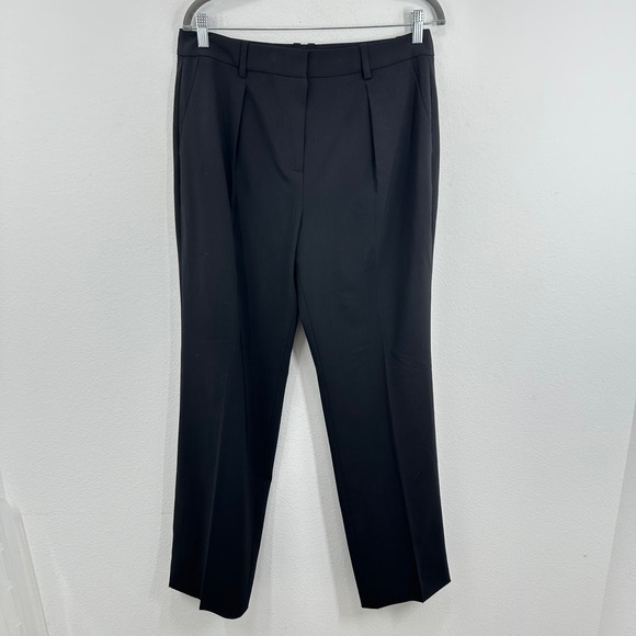 J.Crew Size 10 Portia Pant Italian Stretch Wool Black Pleated Dress Pants NWT - Picture 1 of 9